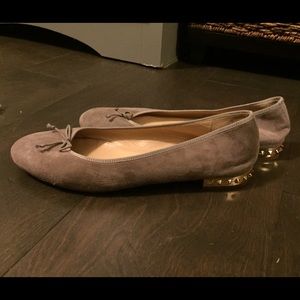 J.Crew Kiki Suede Studded-Heel Ballet Flats 9